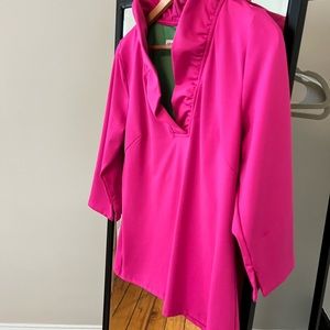 Gretchen Scott blouse, with exquisite collar, fashionable, bright,stretch fabric